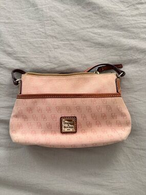 Dooney & Bourke Blush Pink Signature Wristlet with Leather Trim